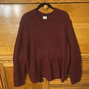 a new day Burgundy Chunky Ribbed Knit Crew Neck Sweater